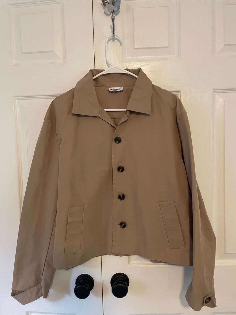 Steve Madden Cropped Trench Jacket - Beige